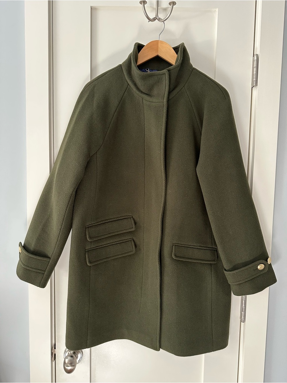 NWT J.Crew Toscana Coat Italian Stadium-Cloth Wool Blend Dark Moss 6 - Picture 2 of 9